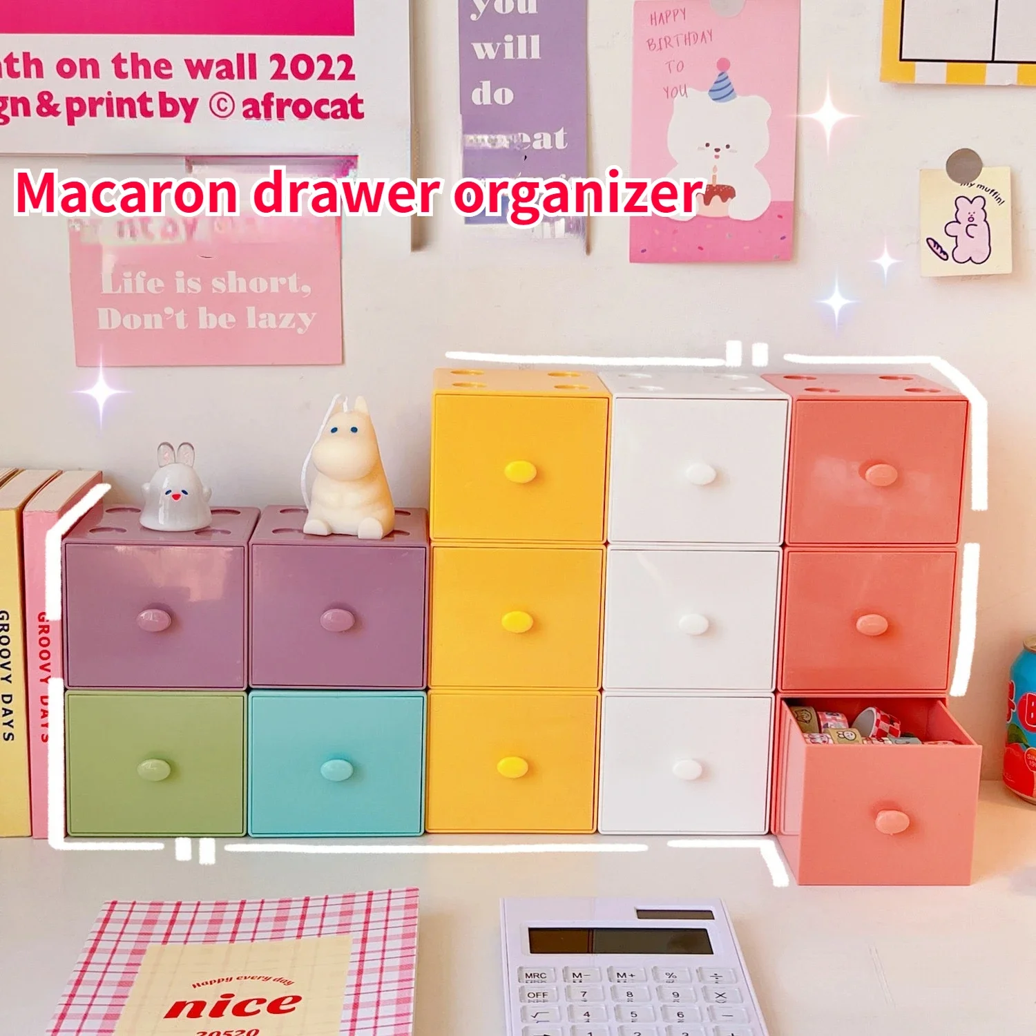 

Desktop Macaron Square Box Box Combination Building Block Box Cosmetics Jewelry Box