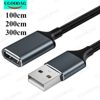 USB Braided Extension Cable 1M 2M 3 Meters Male To Female Computer USB 3.0 Flash Drive Mouse Keyboard Data Connection Cable