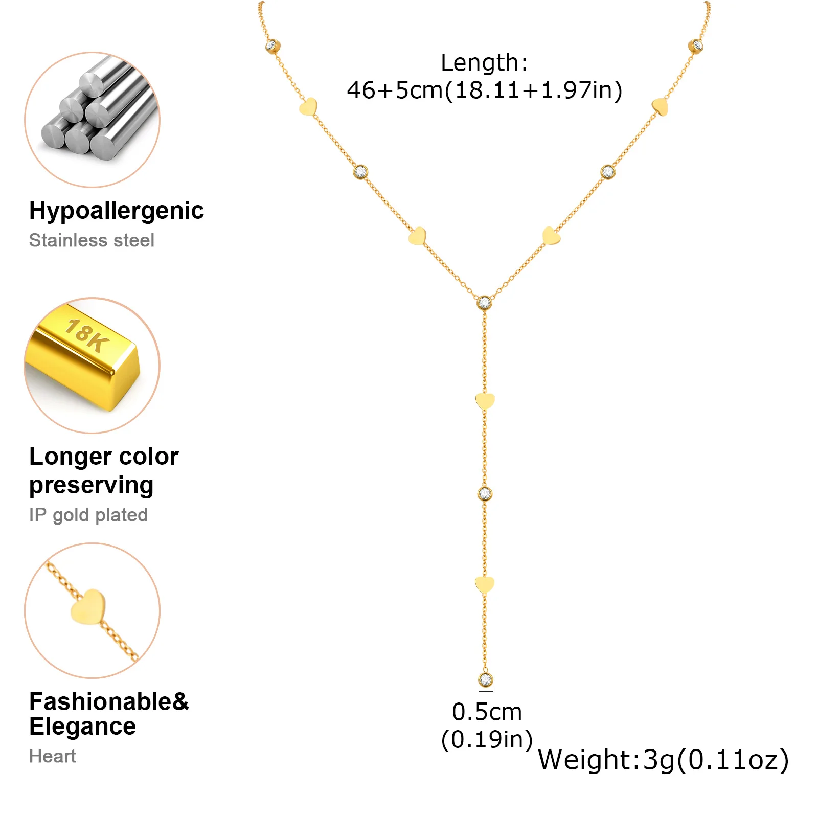 Edelstahl-Halskette in Y-Form mit Schmetterlingsherz für Damen, vergoldete lange Halskette mit Zirkonperlen, trendiger Partyschmuck – Detail 9