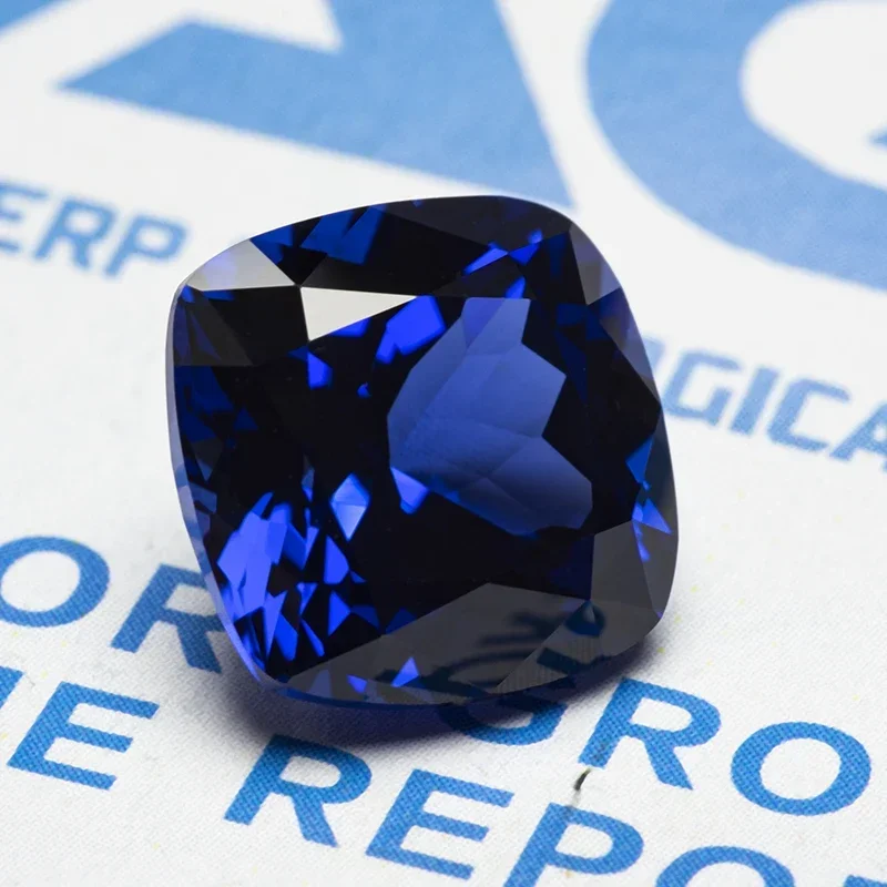 Lab Grown Sapphire Square Cushion Shape Top Quality Royal Blue Stone For Charms Diy Jewelry Making Selectable AGL Certificate