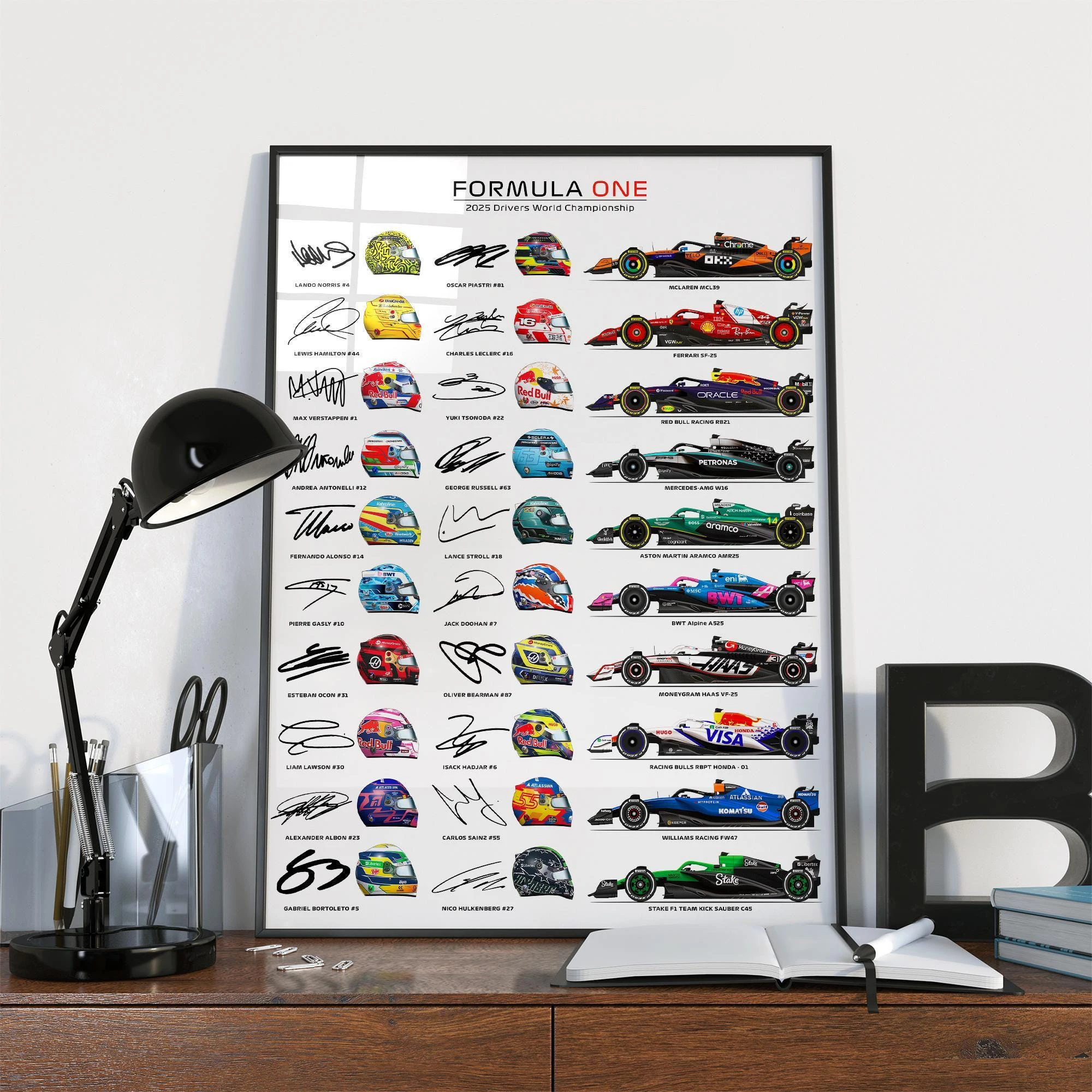 

F1 2025 Formula one World Championship Helmets Car Poster Print Canvas painting Wall Art Decor Picture For Living Bed Room