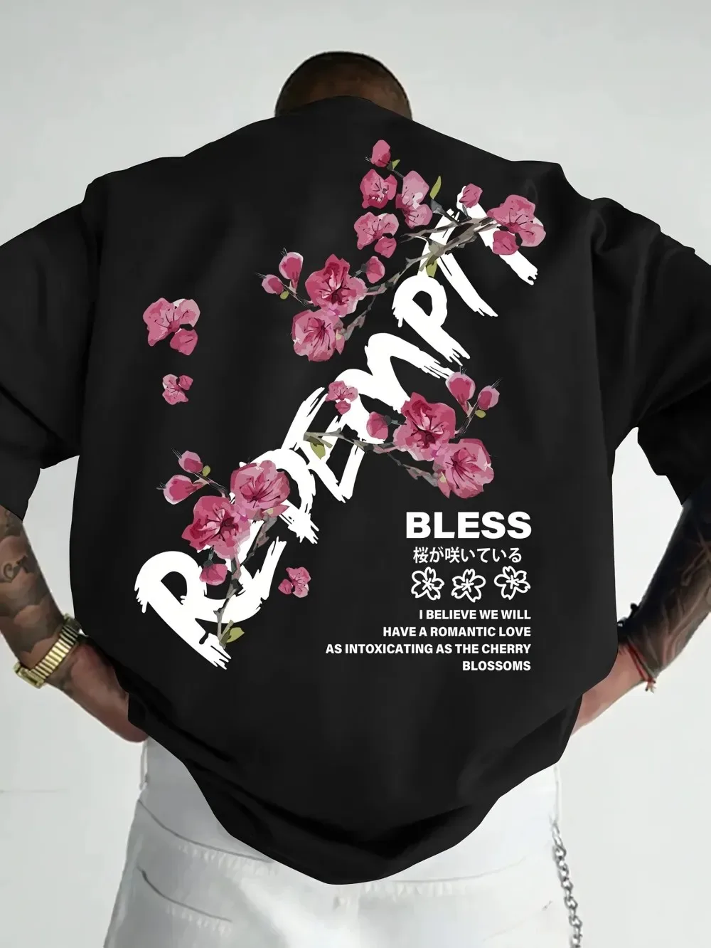 Harajuku American Cherry Blossom Pattern 3Dprint Sport Breatha Quick-dry Men Tshirt Outdoor Casual Fashion Parent-child Clothing