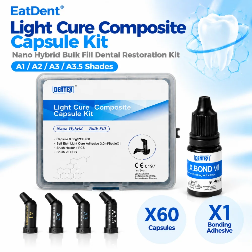 Dentex Dental Unidose Capsules Resin Light Curing Composite Resin 0.3g/pc A1/A2/A3/A3.5 Bullet Head Resin Self-Etching Adhesive