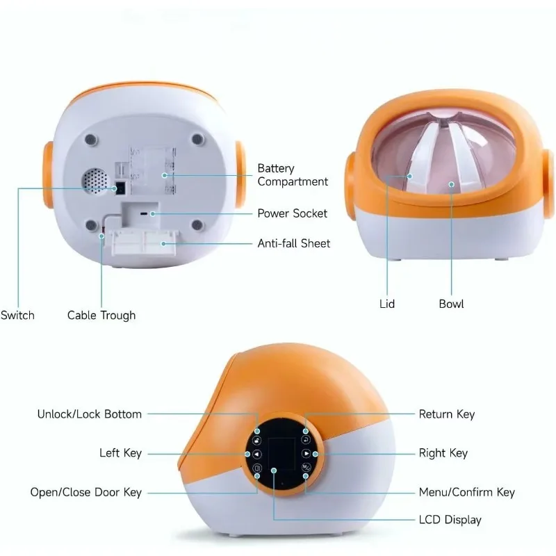2026-Customizable intelligent feeder Microchip induction switch Pet feeder Environmentally friendly plastic charging power suppl
