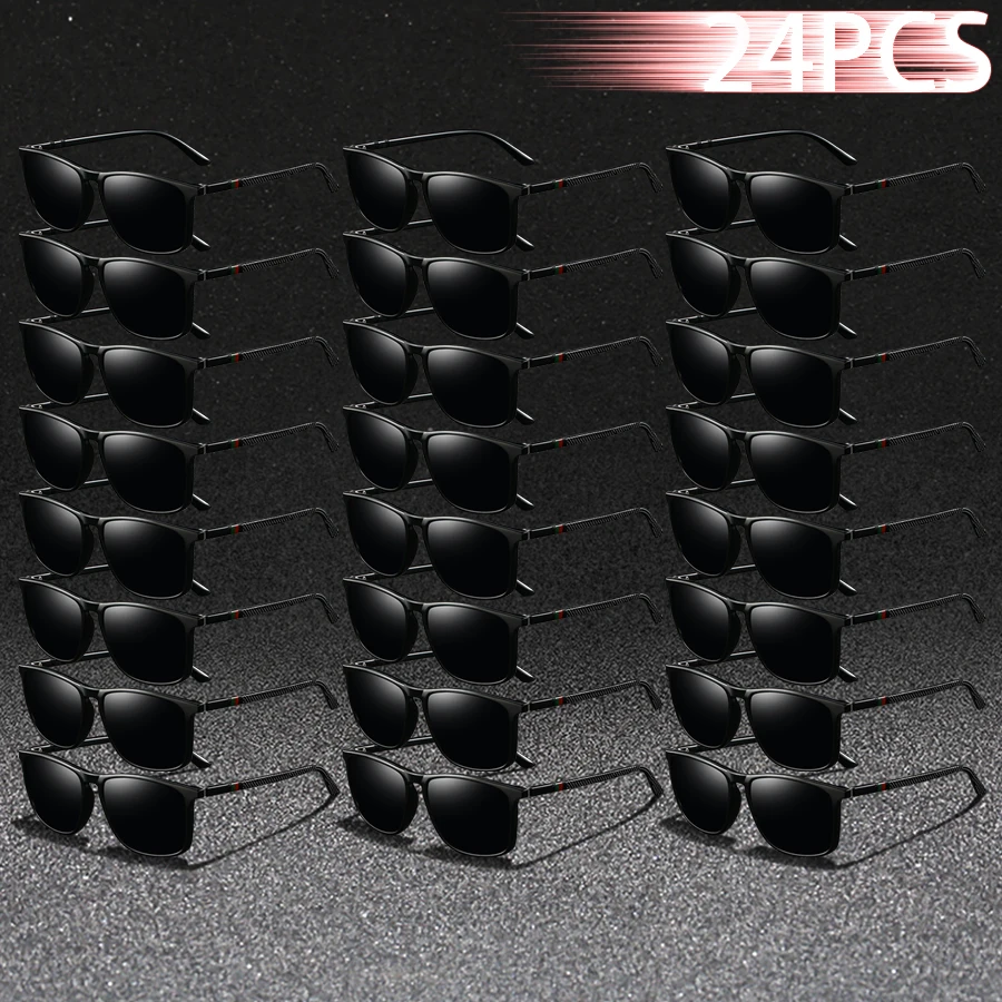 24PCS Fashion square UV400 Sunglasses Men Women Driving Fishing Hiking Colorful Trendy Lightweight Outdoor Goggles