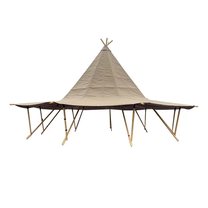 Light luxury outdoor big straw hat Indian hotel tent, campground vacation thickened canvas flying tent