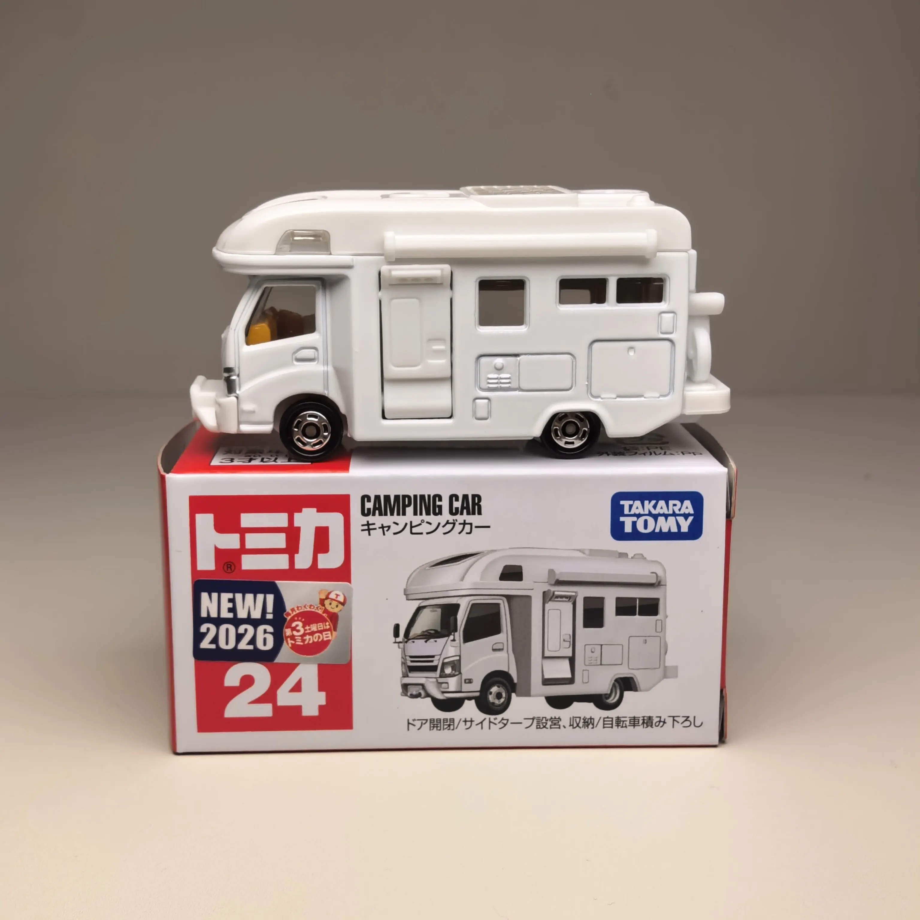 Takara Tomy Tomica No.24 Camper Van Red Box Diecast Alloy Car Model Collectible Mini Vehicle Tabletop Ornament Birthday Gift Toy