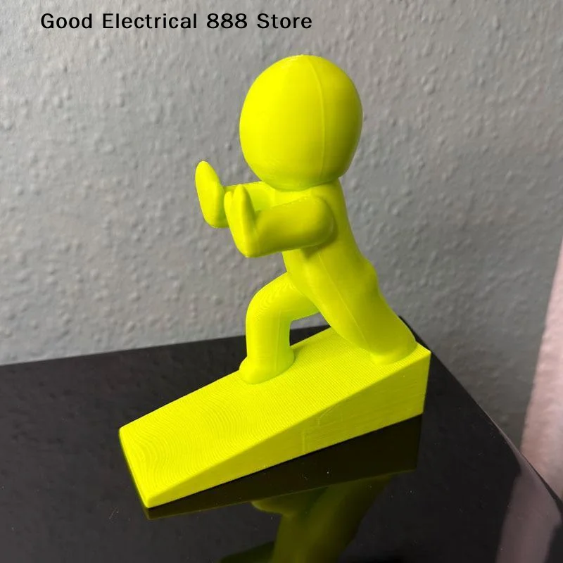 【G】Cute Pushing Man Shaped Door Stopper Non Slip Base Durable Build Suitable For Home Office Bedroom Use