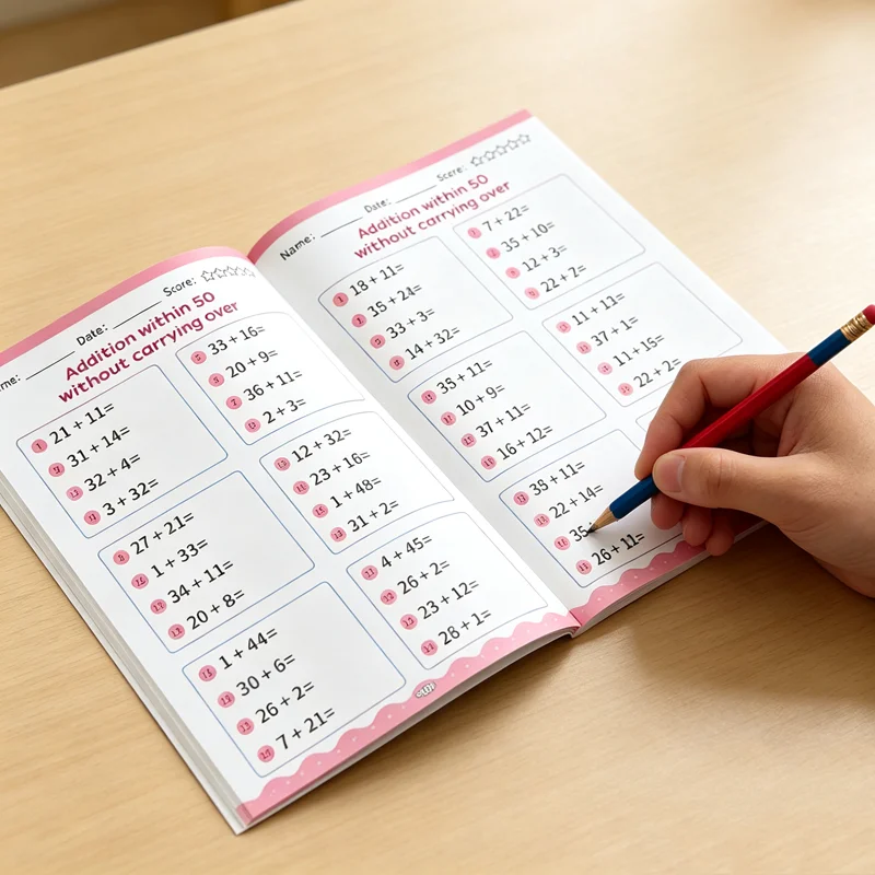 0-50 Math Drills Workbook: Two-Digit Addition & Subtraction with Carrying – Perfect for Beginners