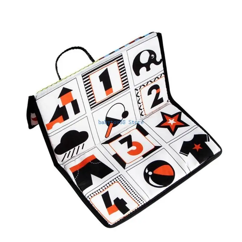 Y4UD Auto per bebè per sedile posteriore appeso specchio pieghevole giocattolo per l'apprendimento dei cartoni animati da