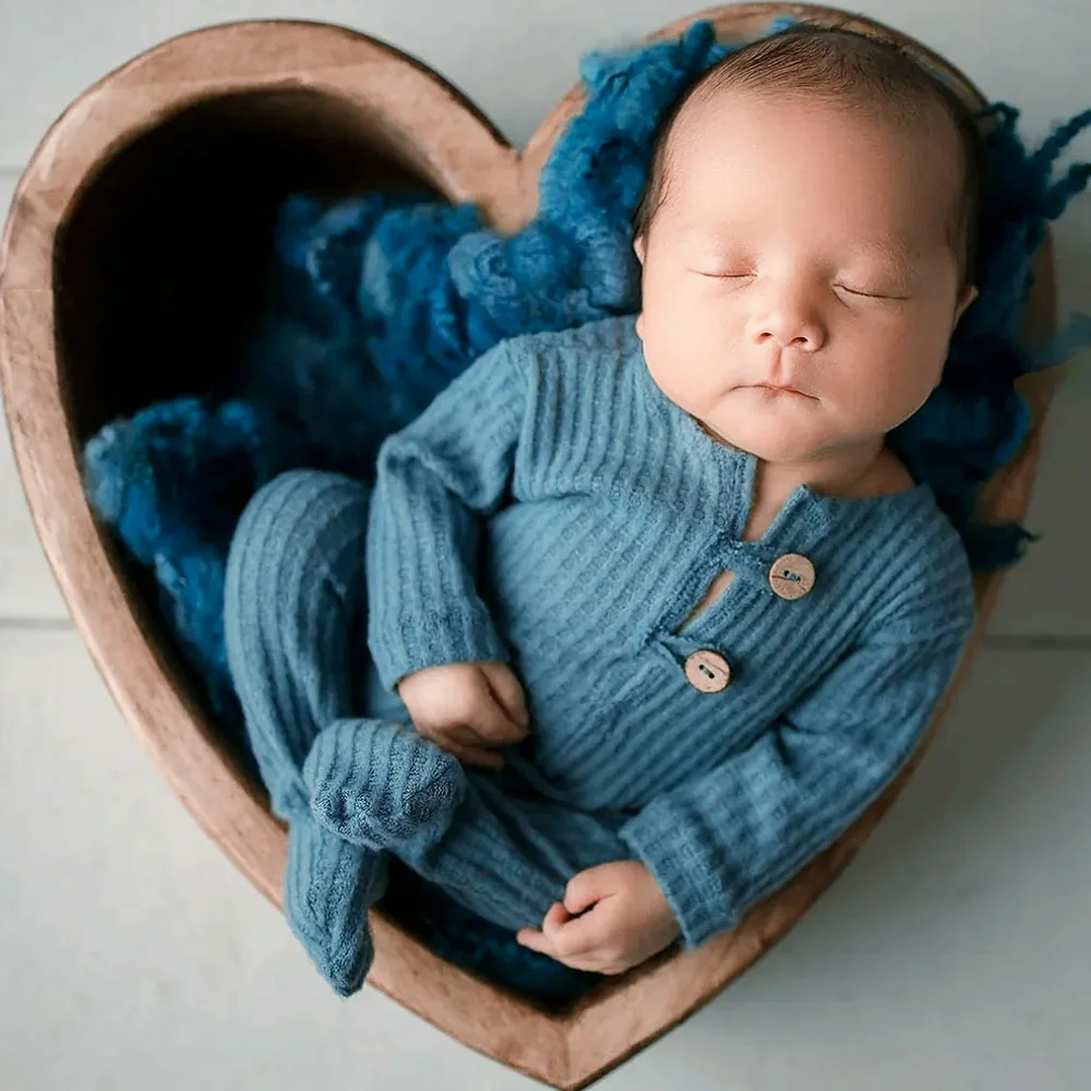 Newborn Knitted Photography Newborn Photography Prop Clothing Retro Button Baby Photography Clothing 아기 코스프레  신생아촬영