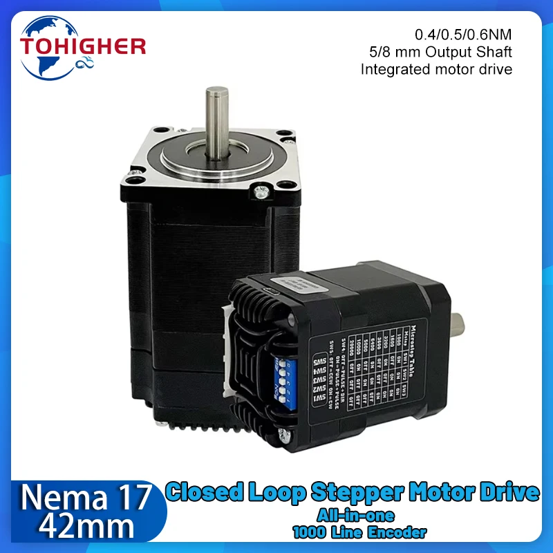 Nema17 42mm Closed Loop Stepper Motor Drive All-in-one Encoder Mini Servo Motor 42mm Integrated Motor 1000Line 0.4-0.6Nm 40-60mm