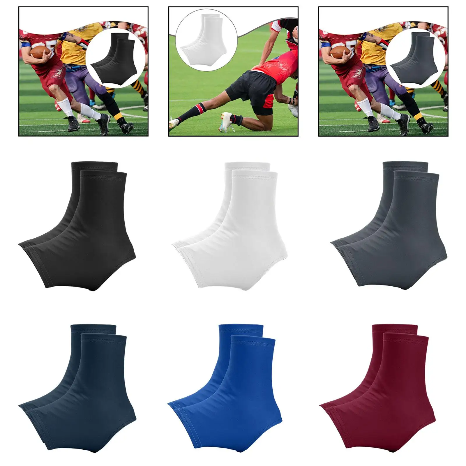 Fundas para tacos de fútbol, poliéster, LICRA, protección contra desechos, soporte para tobillo, envolturas para tacos para Rugby, Softbol, multiusos, 1 par