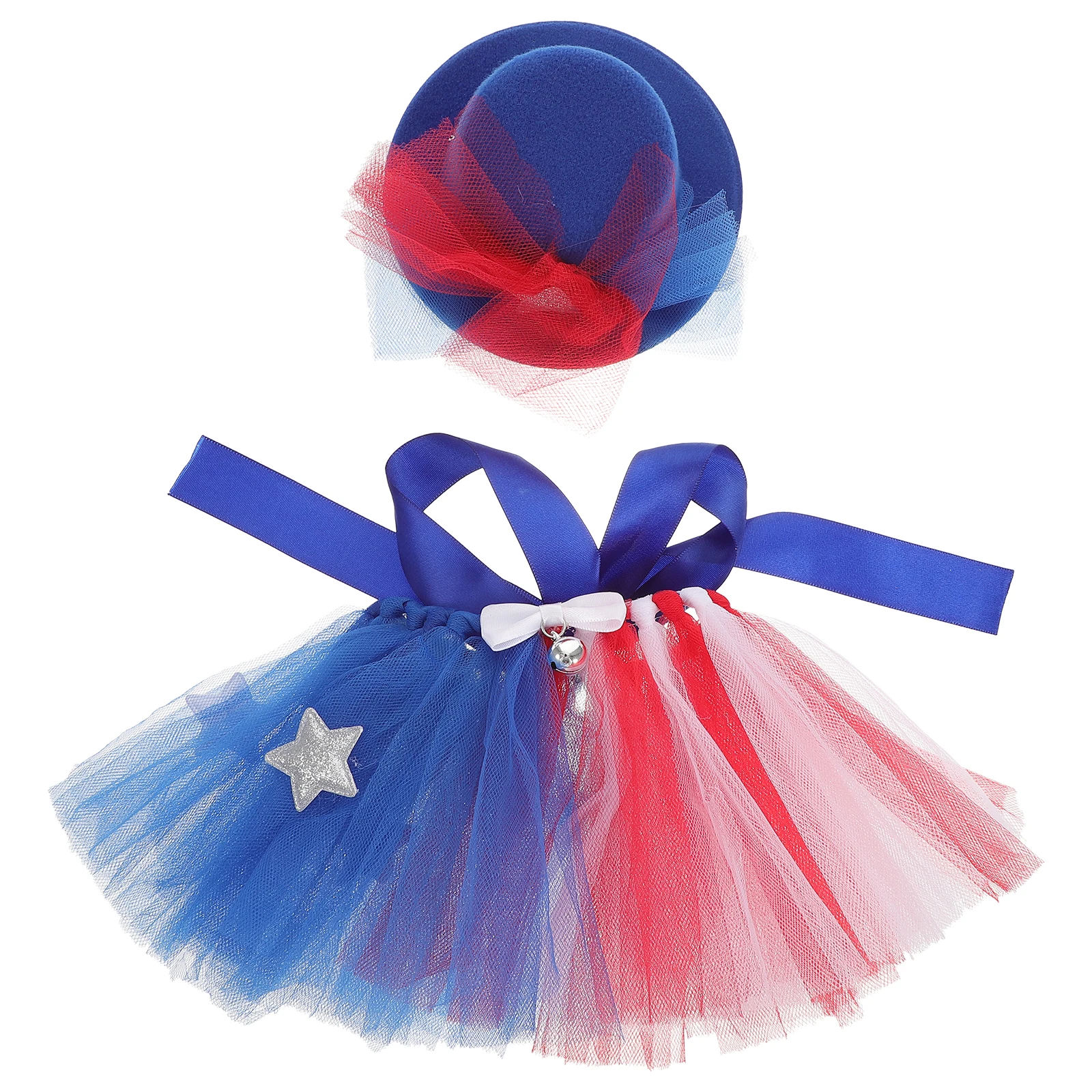 

Pet Mesh Tutu Skirt Suit Hat Costume For Small Dogs Independence Day Party Dog Clothes Photo Props Dog Tutu Dress Pet Supplies