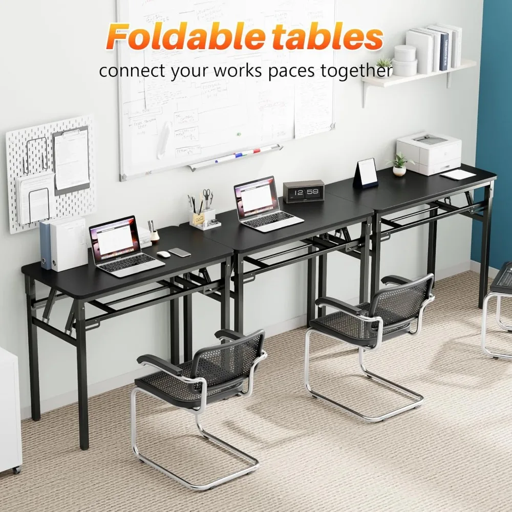 مكتب كمبيوتر مدمج قابل للطي مع رف تخزين للمساحات الصغيرة - مكتب للكتابة والدراسة