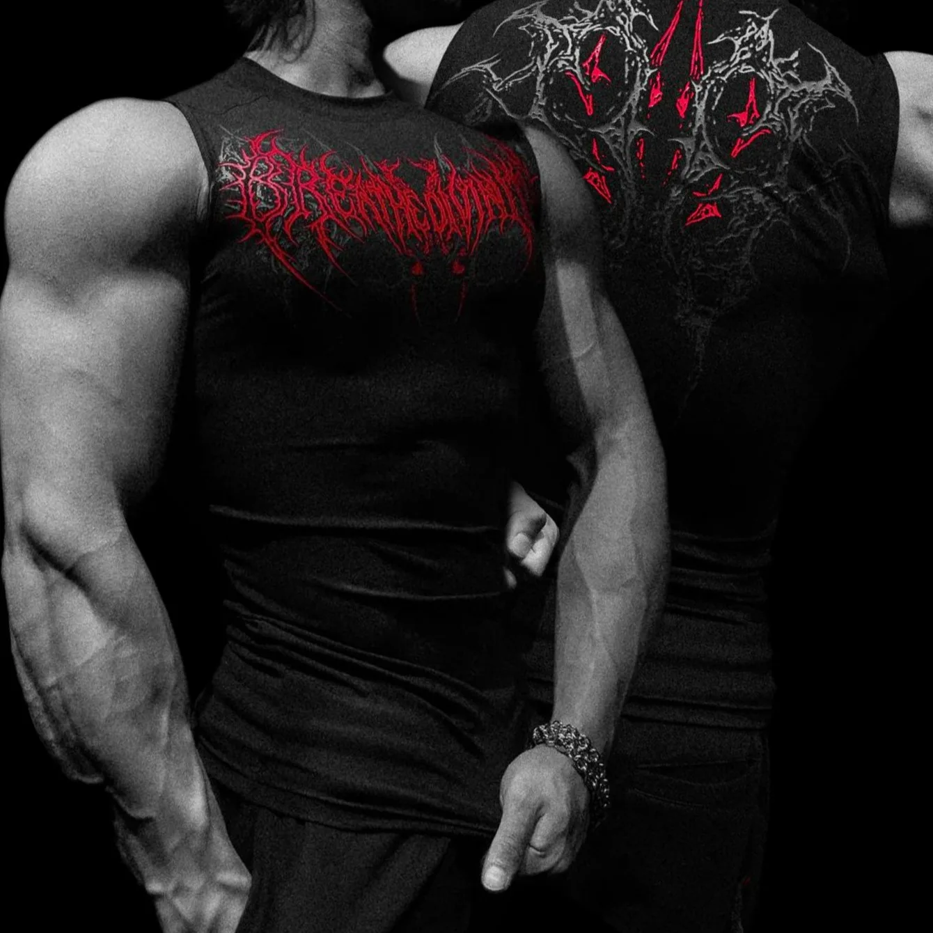 2026 Men's Sports and Fitness Vest Printed Quick Drying Tight Fitting Sleeveless Top T-shirt
