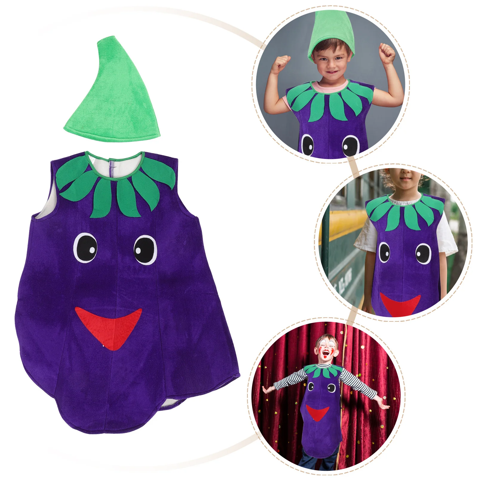 1세트 가지 어린이 의상 원피스 스타일리시 코스프레 소품 할로윈 공연 파티 어린이날 드레스업