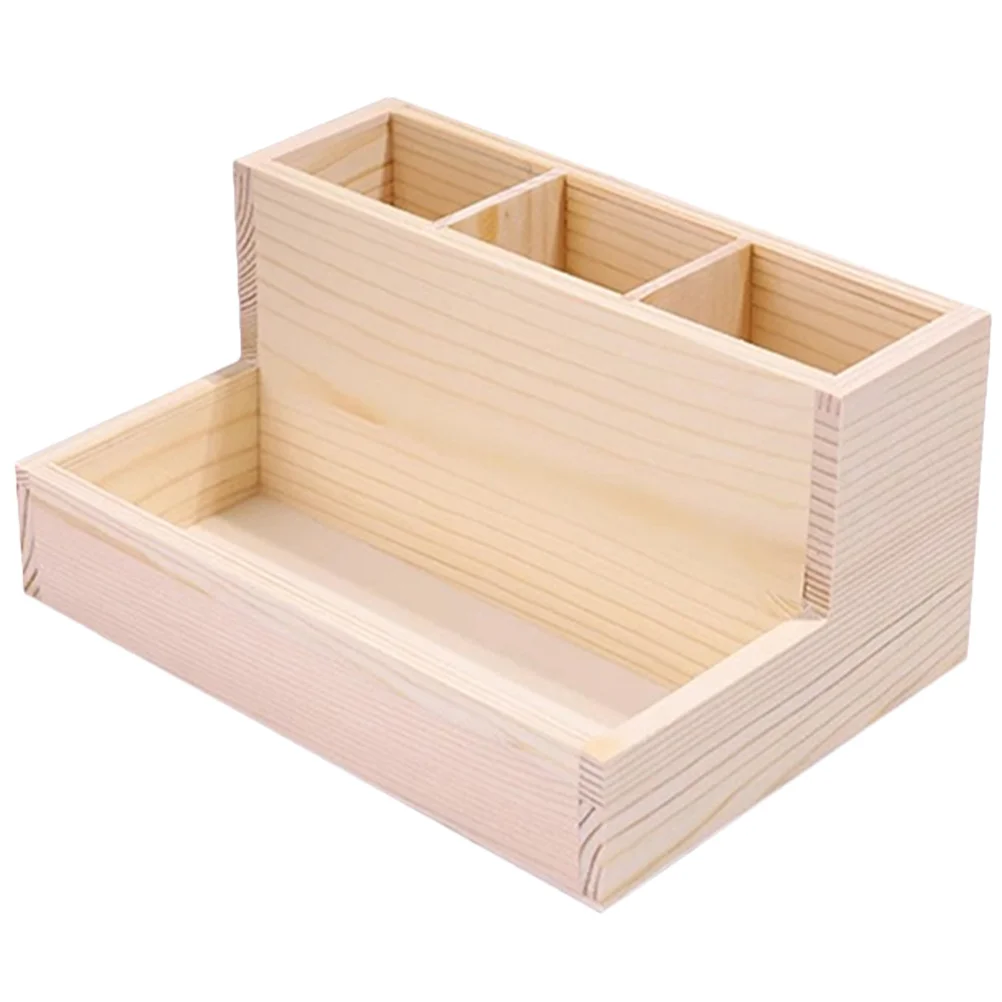 กล่องเก็บเครื่องสำอางไม้แบบตั้งโต๊ะ ช่องเก็บของหลายช่อง สำหรับเก็บเครื่องประดับ อุปกรณ์แต่งหน้า และของใช้บนโต๊ะเครื่องแป้ง