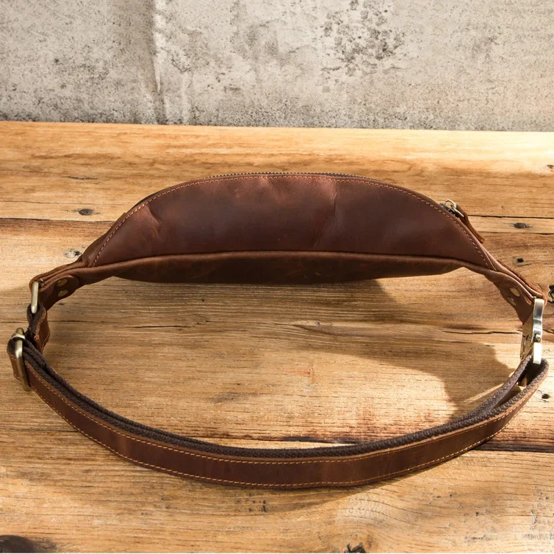 Riñonera Vintage de cuero genuino para hombre, cinturón de cuero de vaca para el pecho, bolso de hombro informal para hombre, bolso cruzado de lujo