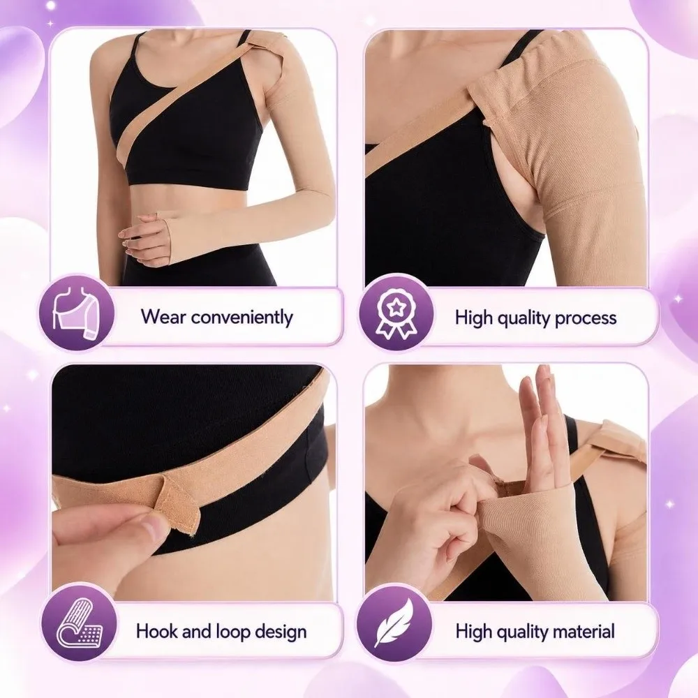 Stretchy Compression Arm Sleeve Breathable Skin-friendly Arm Compression Stocking Durable Comfortable Shoulder-strap Arm Sleeve