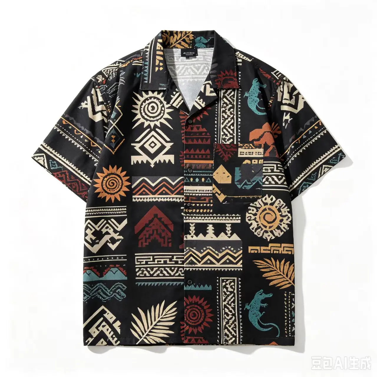 Mexican Hawaiian shirt, ethnic geometric printed cactus flower Taco pattern shirt, Aloha shirt, men's beach vacation shirt