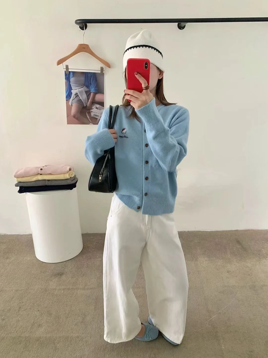 한국 스타일 슈퍼 소프트 니트 고양이 자수 오픈 가디건 라운드 넥 따뜻한 패셔너블한 초가을 신상 여성 상의