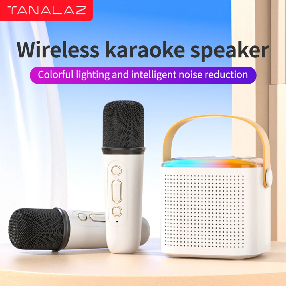 TANALAZ Y1 Karaoke Machine Portable Bluetooth PA Speaker System with 1-2 Wireless Microphones Home Family Singing Children Gifts