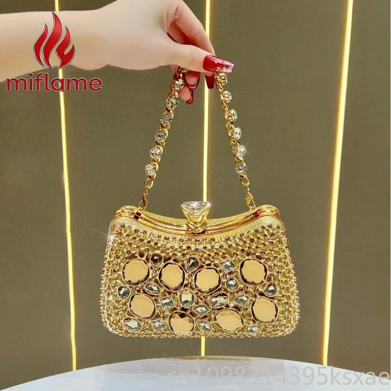 Rhinestone Evening Clutch Bag with Cutout Design Elegant PU Leather Convertible Crossbody Handbag for Wedding Party Formal Event