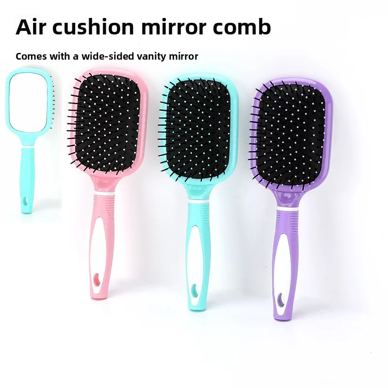1PC Square Barrel Curling Brush, Air Cushion Scalp Massage Comb & Stag‑Tooth Styling Comb, Household Hair Tool for Men Women