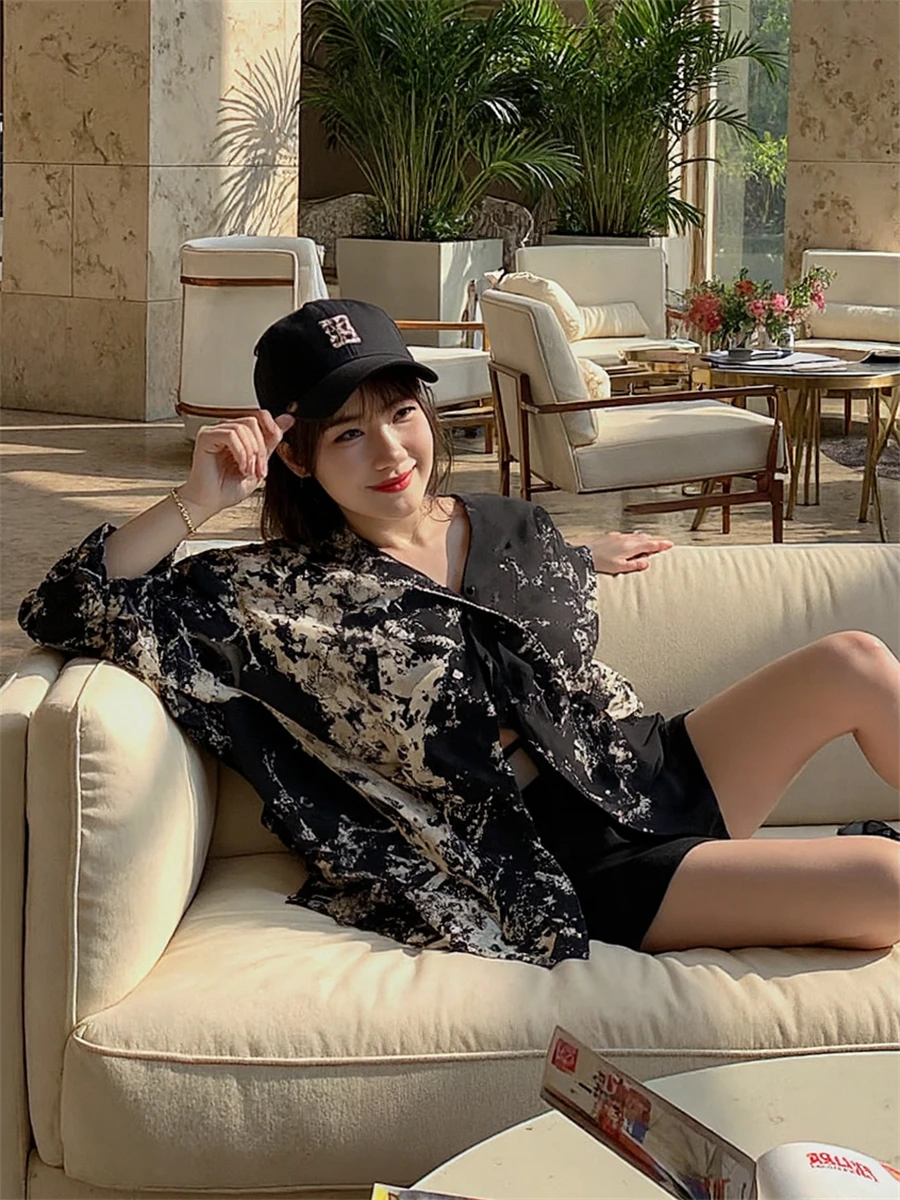 قمصان كاجوال بأكمام طويلة بلوزة نسائية مخططة بأزرار سفلية مع ياقة مقلوبة وتصميم فضفاض لملابس الشارع اليومية للمكتب #4