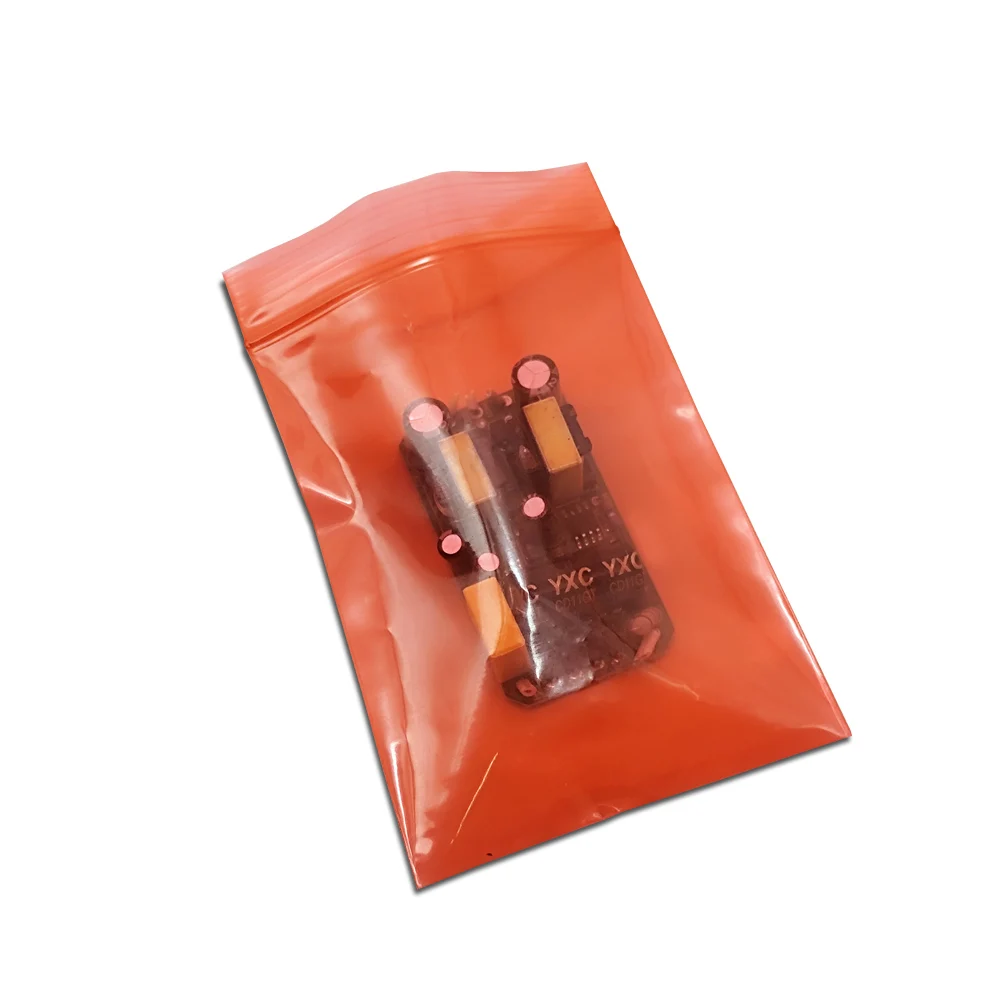 Immagine 4: 200 pezzi rosso ESD schermatura antistatica sacchetto con chiusura a zip PE richiudibile antistatico accessori elettronici pacchetto buste di plastica