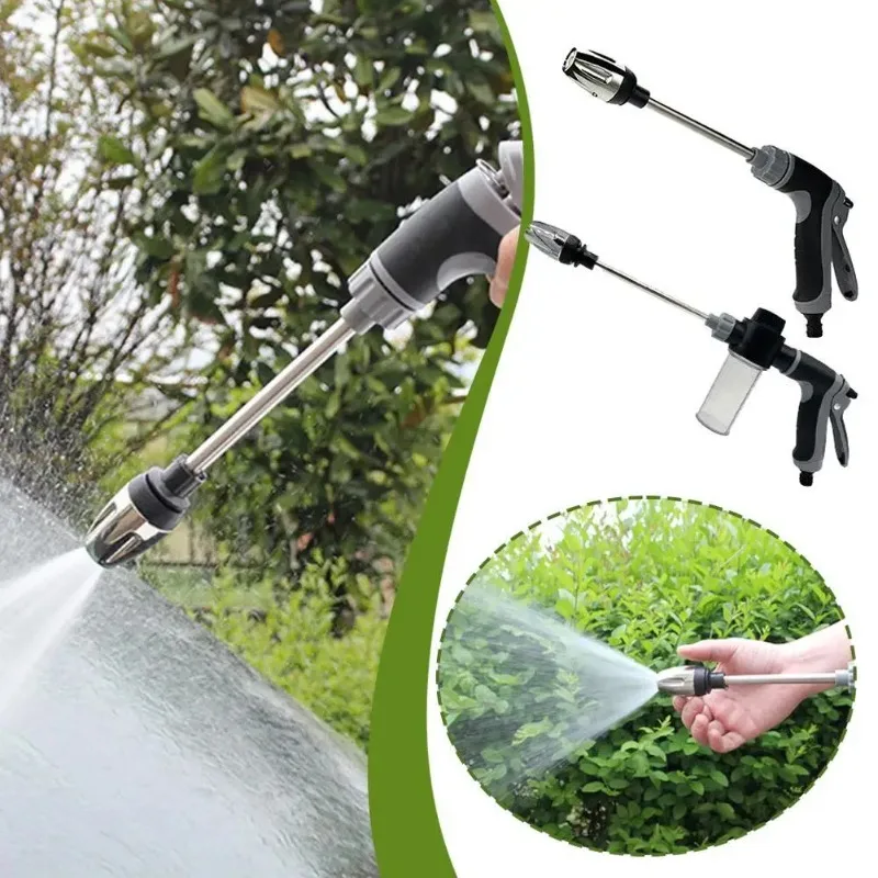 Hochdruck-Wasserpistole mit Teleskop-Schlauch und Metalldüse für Gartenarbeit und Reinigung