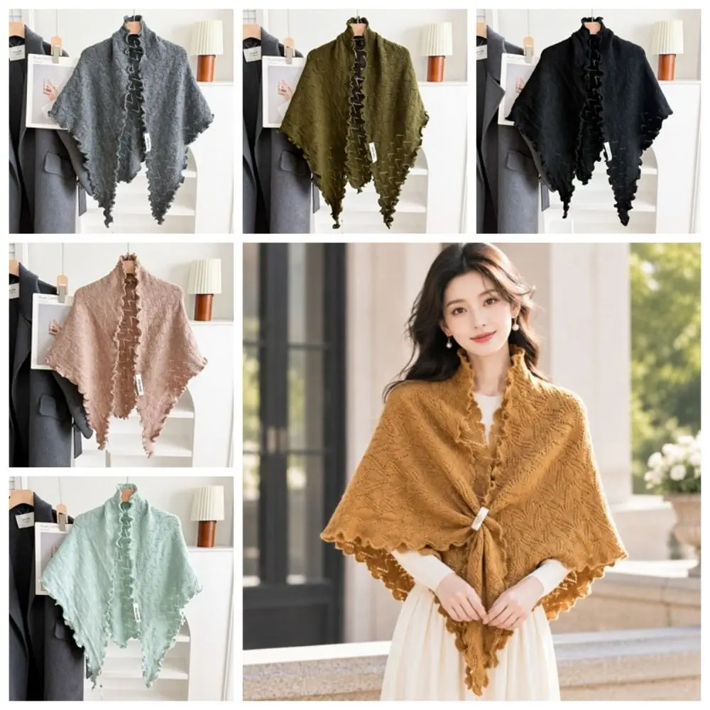 Fashion Solid Color Women Scarf Wool Blend Knitted Fabric Knitted Shawl Soft Wool Bandana Travel