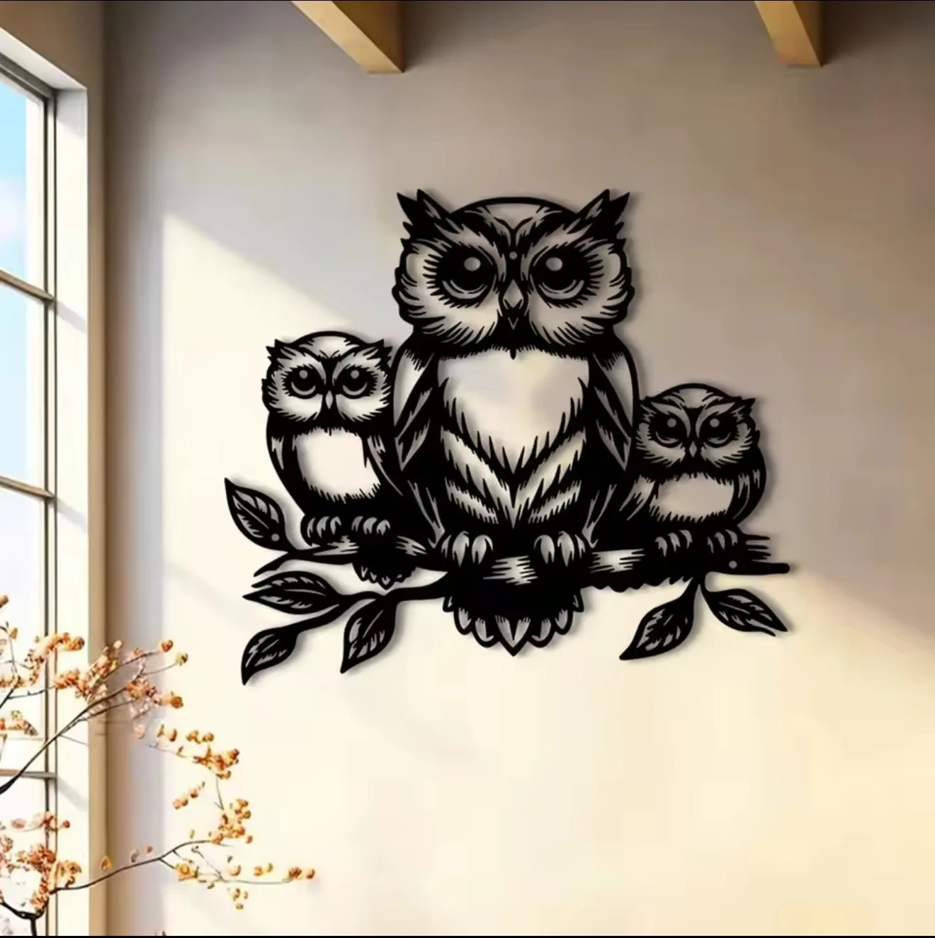1 pièce d'art mural décoratif en fer en forme de hibou pour jardin, patio, salon, balcon - Décoration murale décorative pour extérieur, jardin, patio, clôture