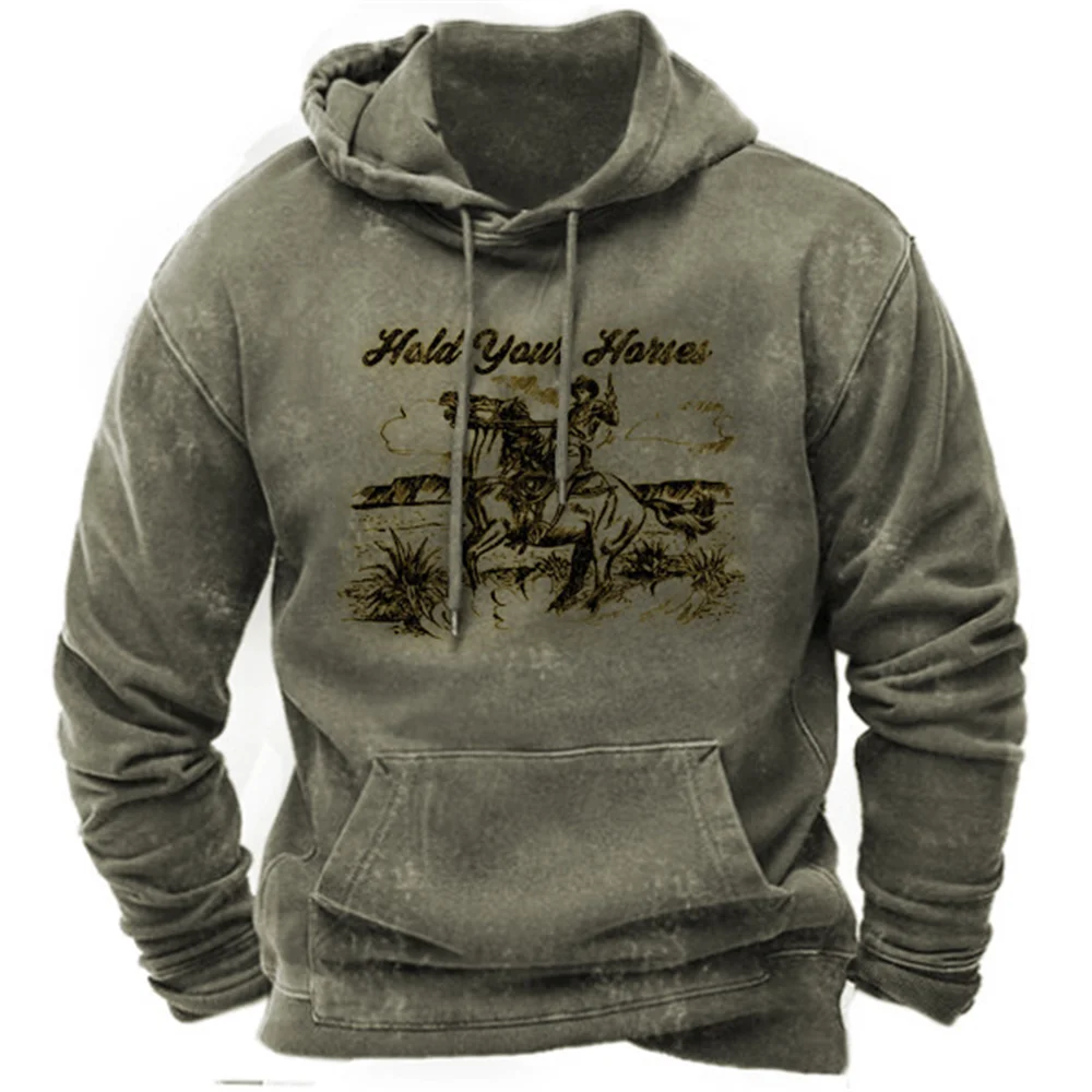 Yellowstone National Park Vintage Men Hoodies Print Pullovers Oversized O-neck Tops Tee Outdoor Streetwear Men Clothing Hot