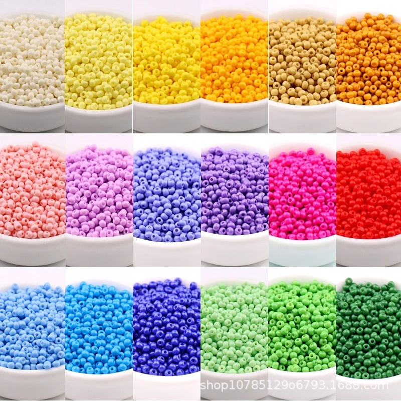 

2/3/4 mm high quality wear-resistant solid color oil painting glass rice beads handmade DIY jewelry loose bead accessories
