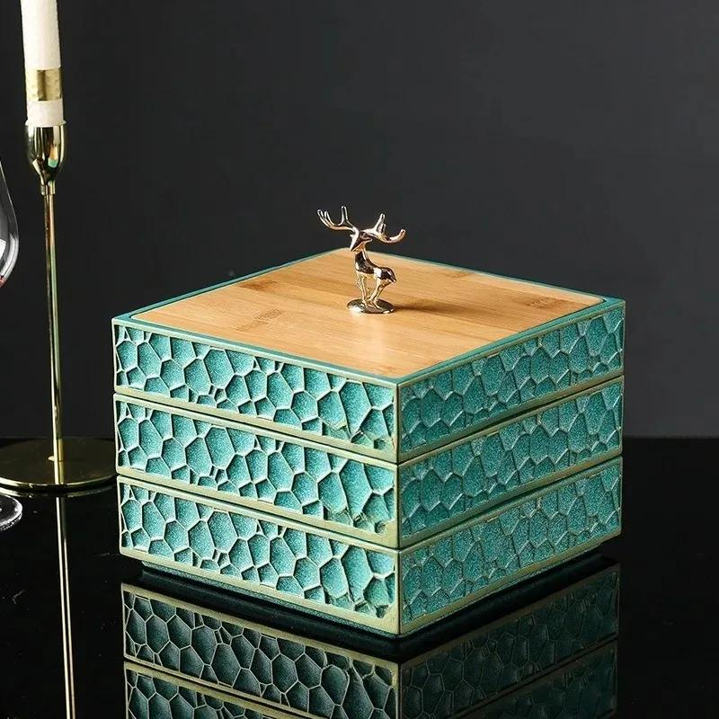 simple living room coffee table candy  light luxury snack  dried fruit  three-layer wedding dried fruit storage box