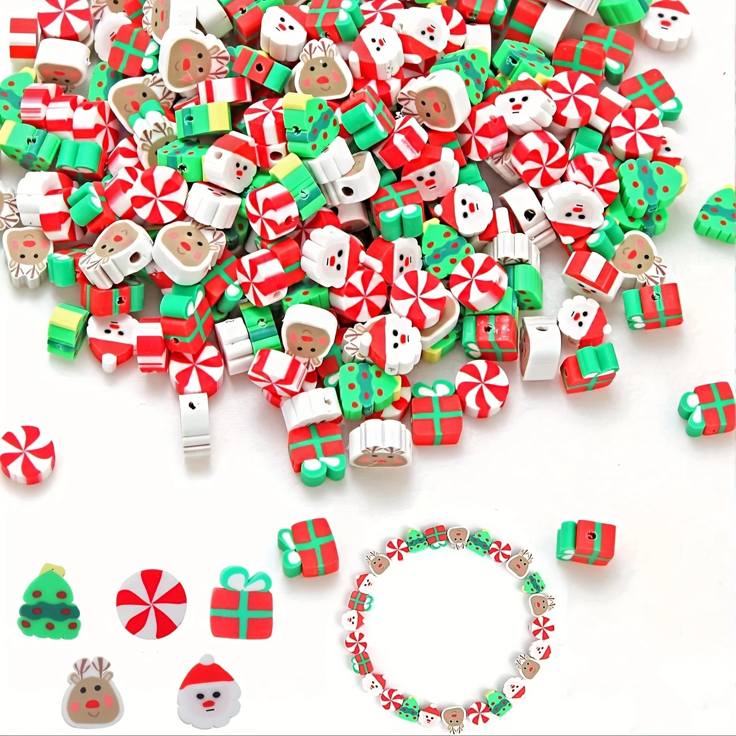 100 Stück Weiche Keramikperlen für Weihnachten, geeignet als Weihnachtsgeschenke und Feiertagsdekorationen für DIY-Schmuckherstellung