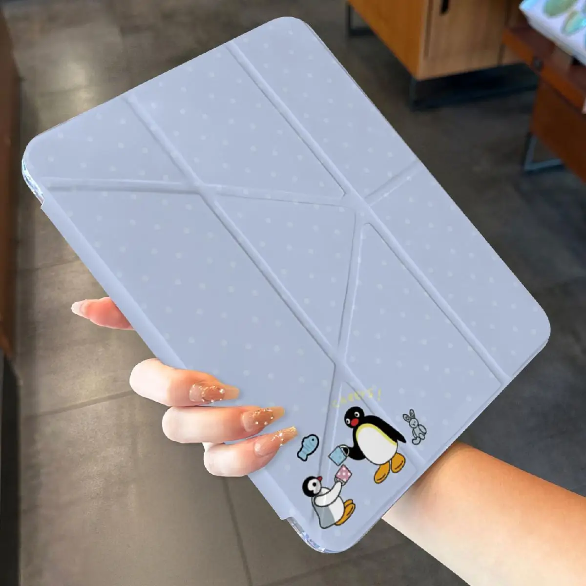 Wave Point Penguin Case For iPad Air 11 Case 10th 11th A16 9th Cover iPad Pro 11 4 5 10.9in 12.9 M2 M3 M4 Mini 7 Pencil Holder