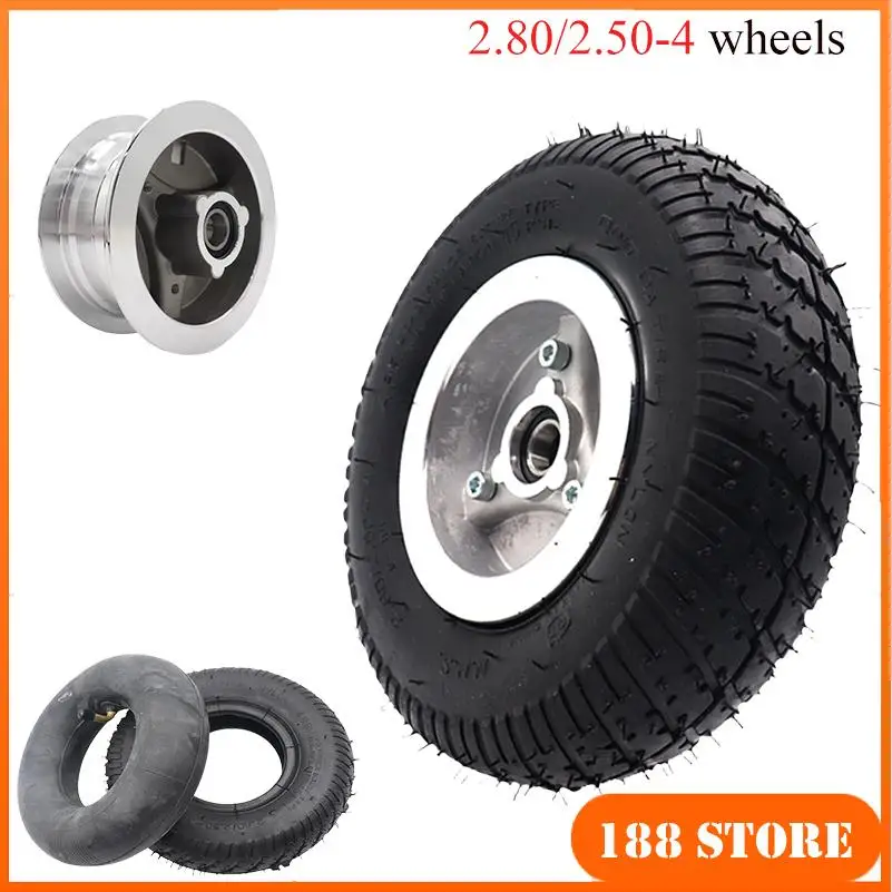 2.80/2.50-4 Tyre and Inner with Wheel Hub Tube Fits Gas or Electric Scooter,ATV Mobility Scoote