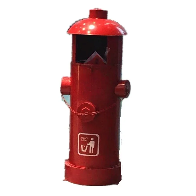 Red mailbox tin, creative trash can storage decoration, practical props c