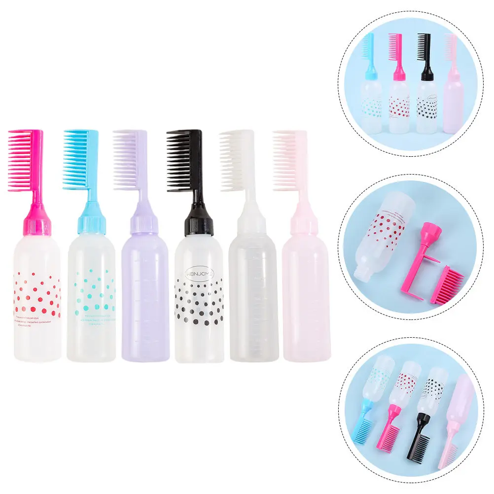 

Набор из 6 флаконов-аппликаторов для окрашивания волос с расческой и мерной шкалой, прочный инструмент для нанесения краски и масел на кожу головы