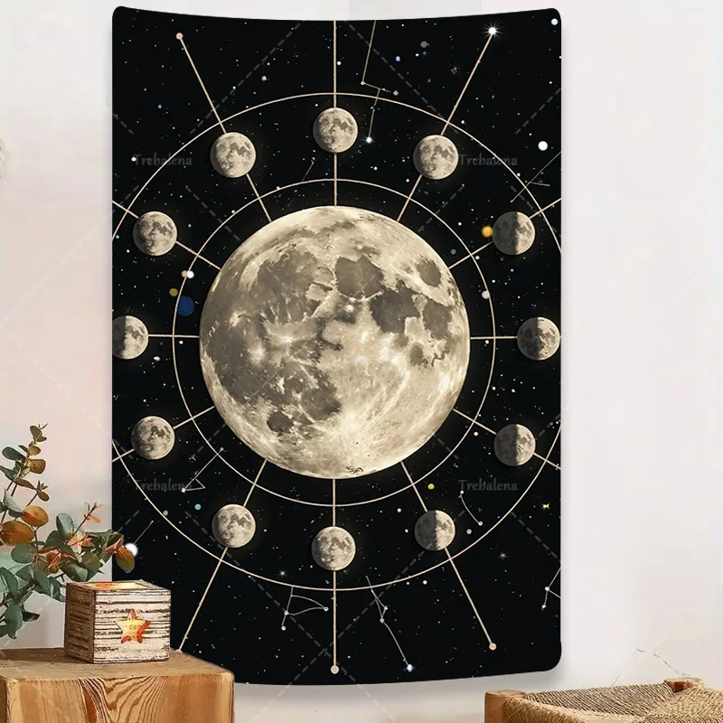 

1 шт. настенный гобелен с лунным затмением - настенный гобелен с небесными фазами луны для декора комнаты в стиле бохо