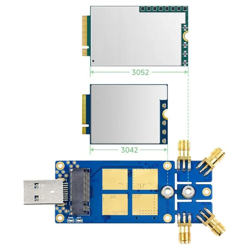 [AAAE 2026] 5G DONGLE Adapter Expansion Board Blue With Four Antennas For Raspberry Pi Jetson Nano