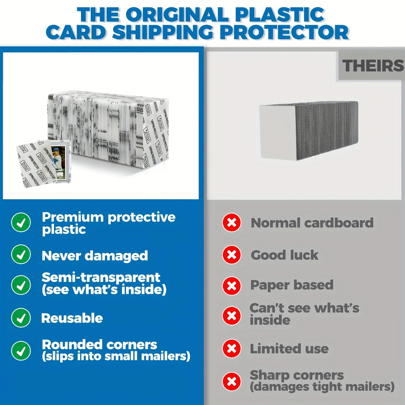 3.5x4.5インチ トレーディングカード用ハードプロテクター プラスチックスリーブ 角丸 半透明 テープ付き スポーツゲームカード用