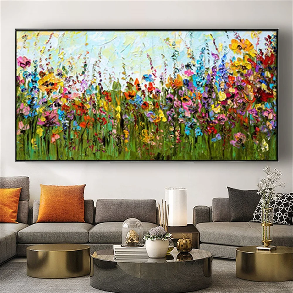 

100% Hand-Painted Garden And Field Oil Painting On Canvas Picture Decor Living Room Rich Color Nature Landscape Modern Wall Art