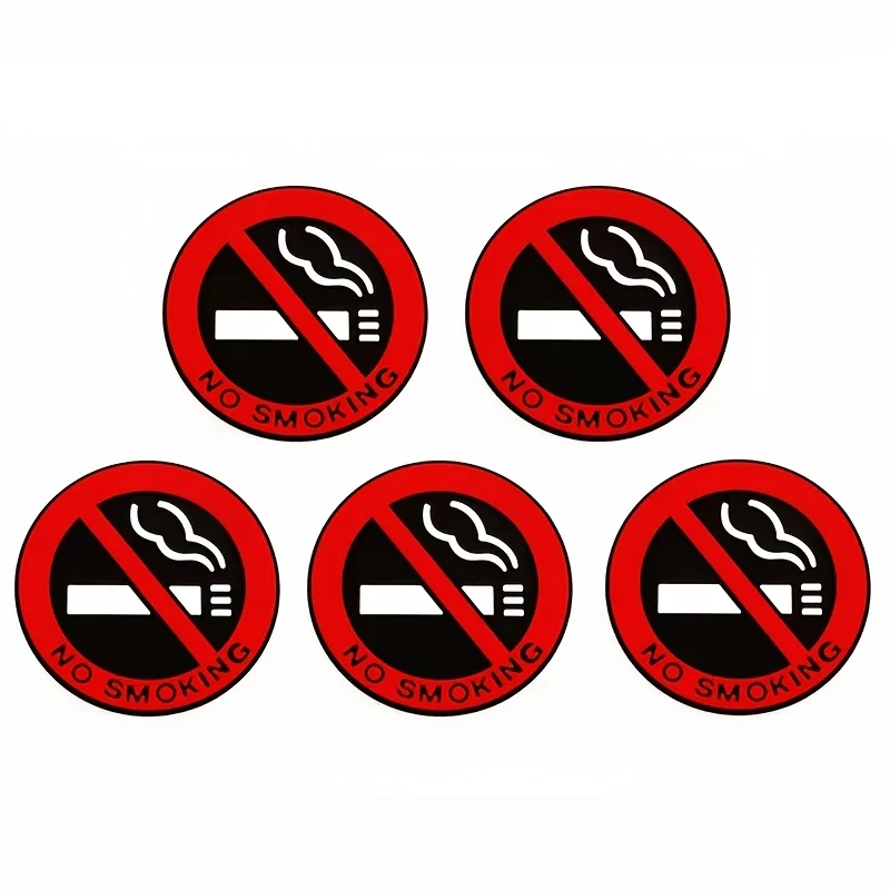 Warning No Smoking Sticker 1/5PCS Red Circle Vinyl Decal Waterproof Car Motorcycle Wall Home Outdoor Safety Sign Decor