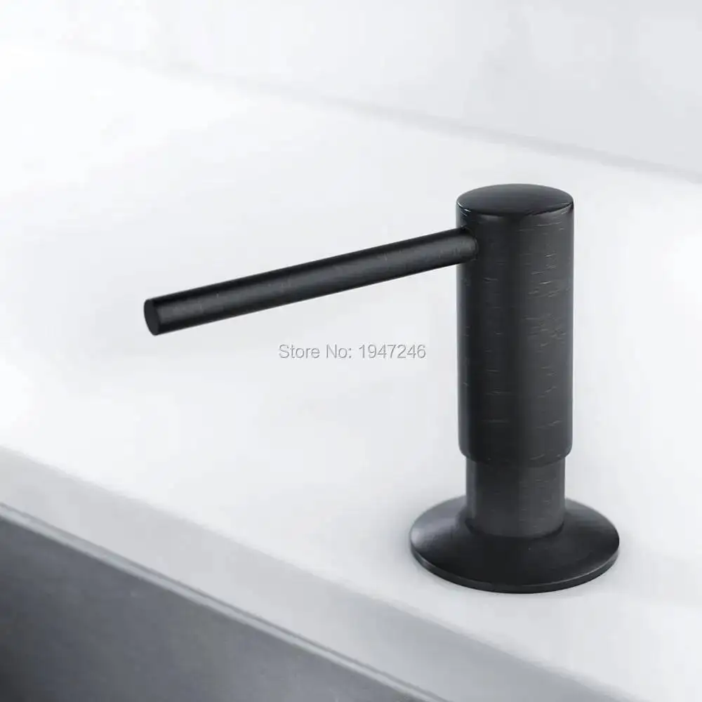 New High Quality Matt Black In Deck Mount Countertop Kitchen Sink Soap Dispenser Set With ABS Pump