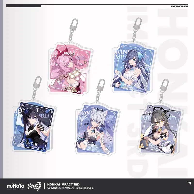 [Genuine] miHoYo Game Honkai Impact 3rd Acrylic Quicksand Pendant Elysia Kiana Seele Anime Keychain Ornament Cosplay Xmas Gifts