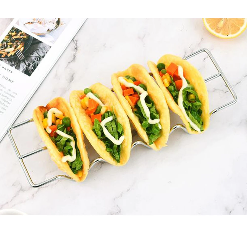 2Pcs Stainless Steel Burrito Taco Pancake Stand Holder For Restaurant Home Kitchen Food Display Serving Rack Outdoor Cooking